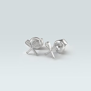 Sterling Silver lacrosse stud earrings / Girls Lacrosse Jewelry in 925 Silver Lacrosse Stick Gift / Lacrosse Coach FREE SHIPPING