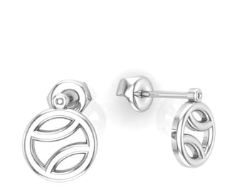 Minimalist Tennis Stud  Earrings | Tennis Jewelry in 925 Sterling Silver | A Perfect Sports Jewelry Gift for the Tennis Enthusiast