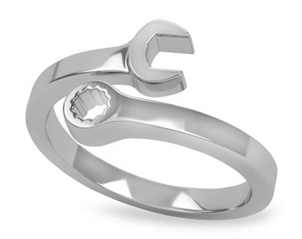 Wrench Ring in Premium Sterling Silver