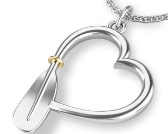 Kayak Paddle Heart Pendant | Kayak Gift | Kayak Jewelry | Paddle Jewelry