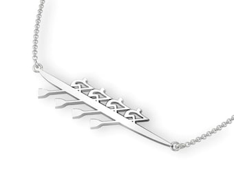 Rowing Quad Necklace in Premium Sterling Silver | Perfect Rowing Jewelry for Crew Mates and Coaches |  All Boat Classes Available
