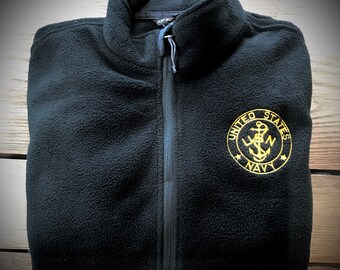 US Navy Mens Embroidered Fleece - Etsy