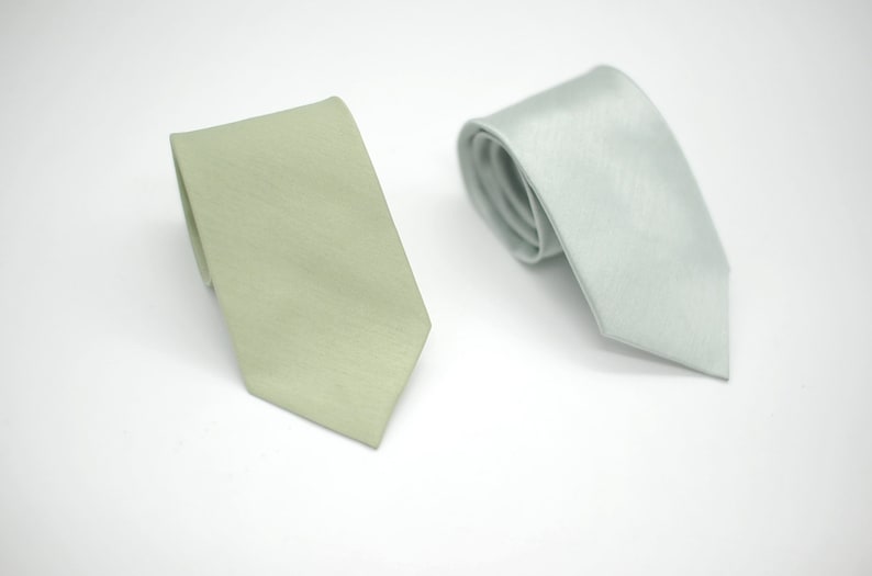 Peridot olivine#362,silver sage#131 green FallAutumn-Spring,wedding groomsmen,wedding,sage grey semi shiny silk blend mute green neck ties