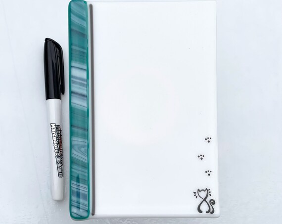 Ready to ship mother's day gift ,Dry erase fused glass memo  , fused glass white board, note pad memo board , board