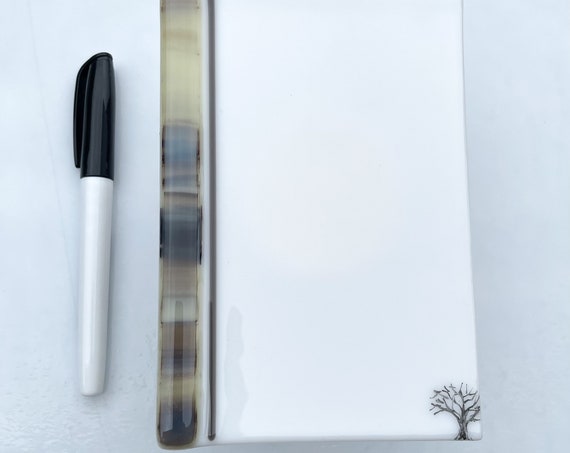 Dry erase fused glass memo  , fused glass white board, note pad memo board , eraser board