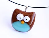 Owl Fused glass pendant / on a  wire necklace / jewelry necklace pendant fused glass / women and teen jewelry / owl jewelry