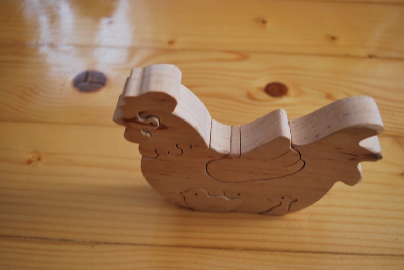 Chicken Hen with chicks Wooden chicken Wooden handmade toys Eco friendly toy