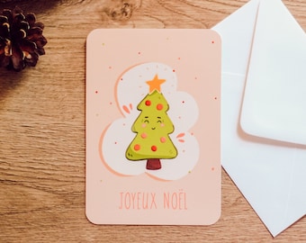 Carte postale et son enveloppe Sapin de Noël - Christmas Tree Postcard and envelope