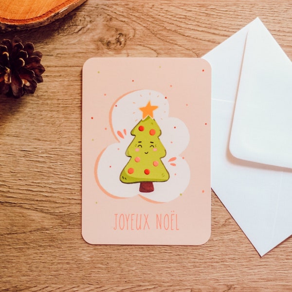 Carte postale et son enveloppe Sapin de Noël - Christmas Tree Postcard and envelope