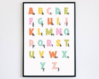 Affiche Abécédaire - Impression Numérique - Décoration Murale - Printable - Chambre d'enfant - bébé - Alphabet