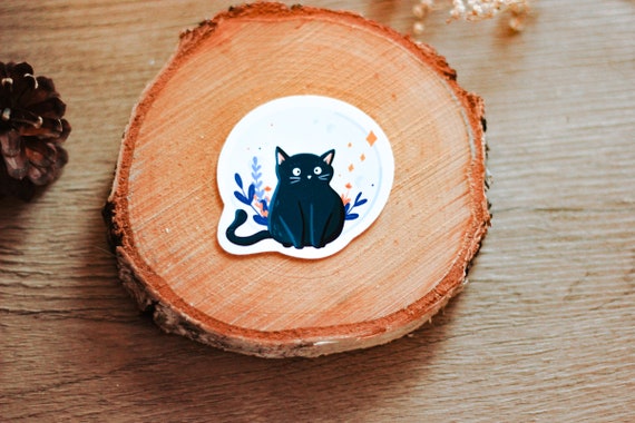 Autocollant Resistant A L Eau Chat Devant Lune Cat And Etsy