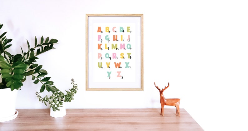 Affiche Abécédaire Impression Numérique Décoration Murale Imprimable Chambre d'enfant bébé Alphabet image 4