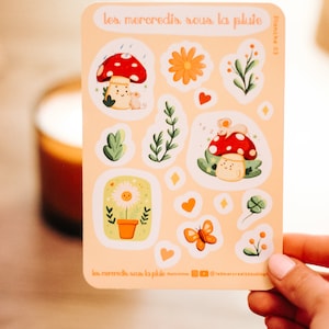 Planche d'autocollants Fleur et champignons- cute stickers - automne - Planche 3