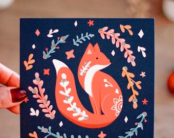 Carte à broder- Le Renard de l'Automne