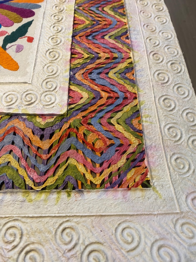 Mexican Amate or Handcrafted Bark Paper With Otomi Culture Embroidery ...