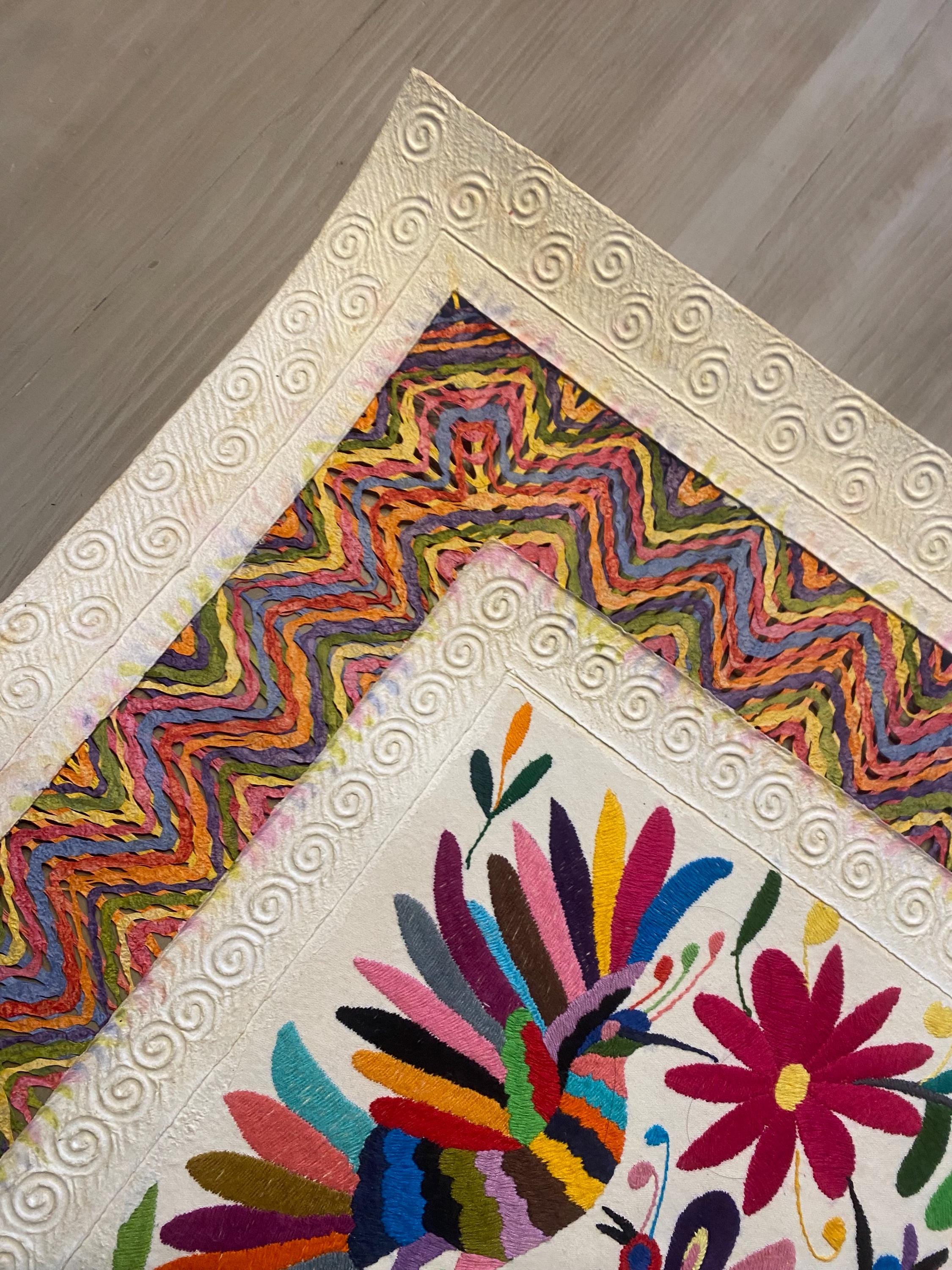 Mexican Amate or Handcrafted Bark Paper With Otomi Culture Embroidery ...