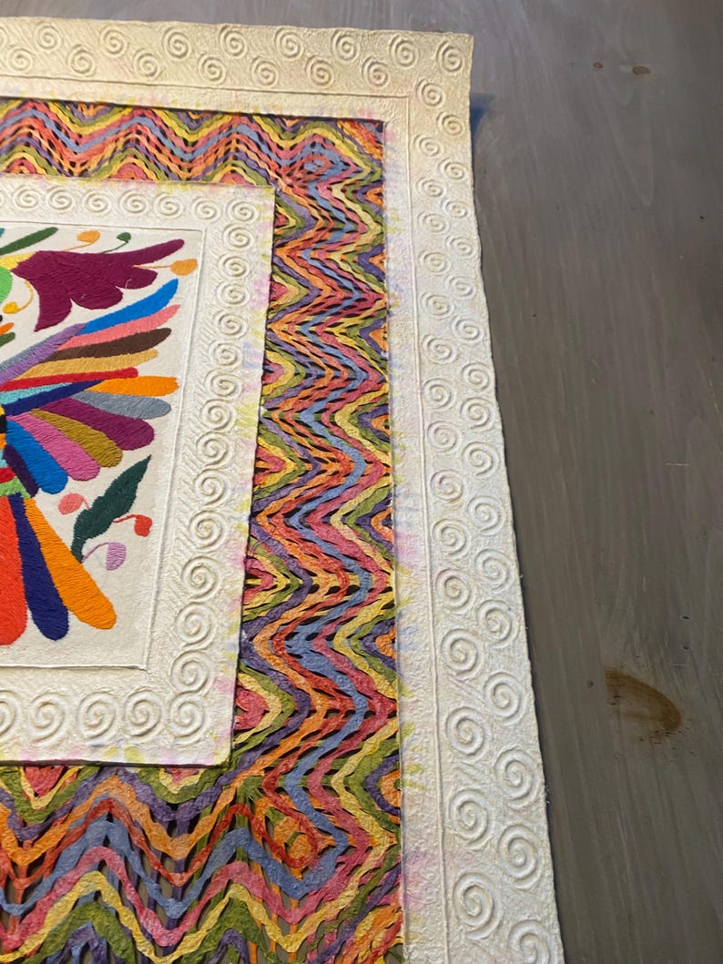 Mexican Amate or Handcrafted Bark Paper With Otomi Culture Embroidery ...