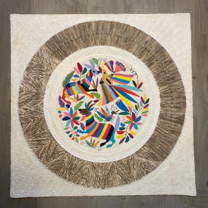 Mexican Amate or HandCrafted Bark Paper, embroidered by the Otomi Tribe (Frame Not Included)