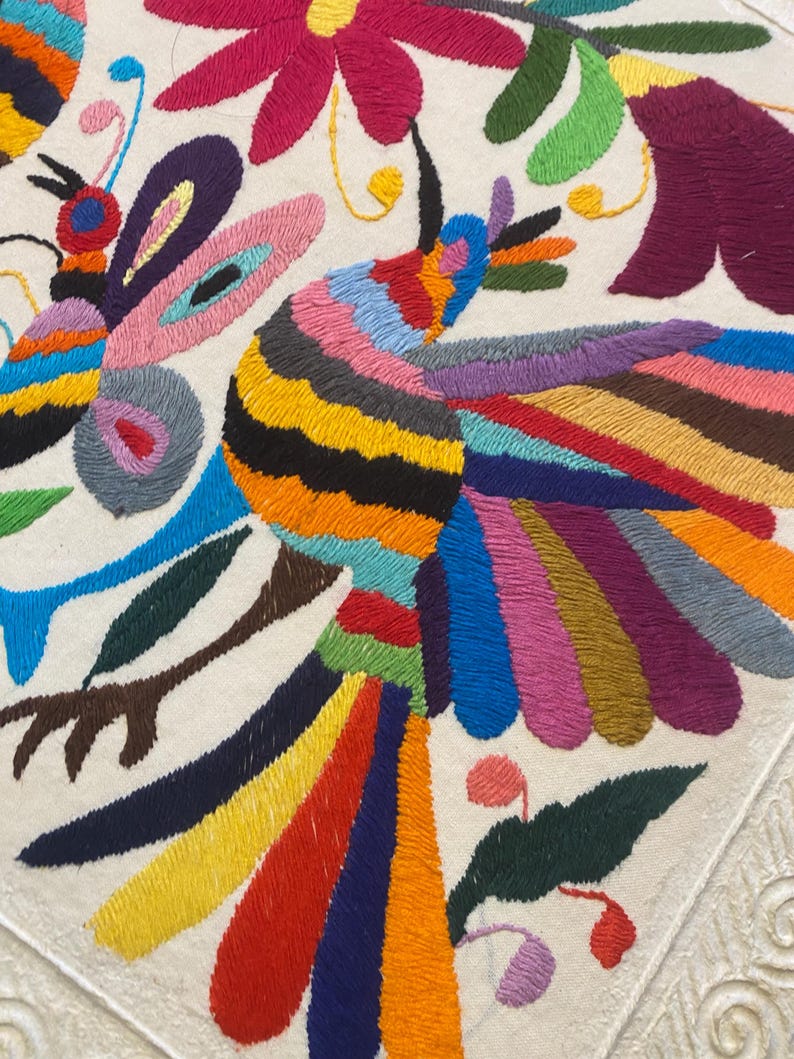 Mexican Amate or Handcrafted Bark Paper With Otomi Culture Embroidery ...