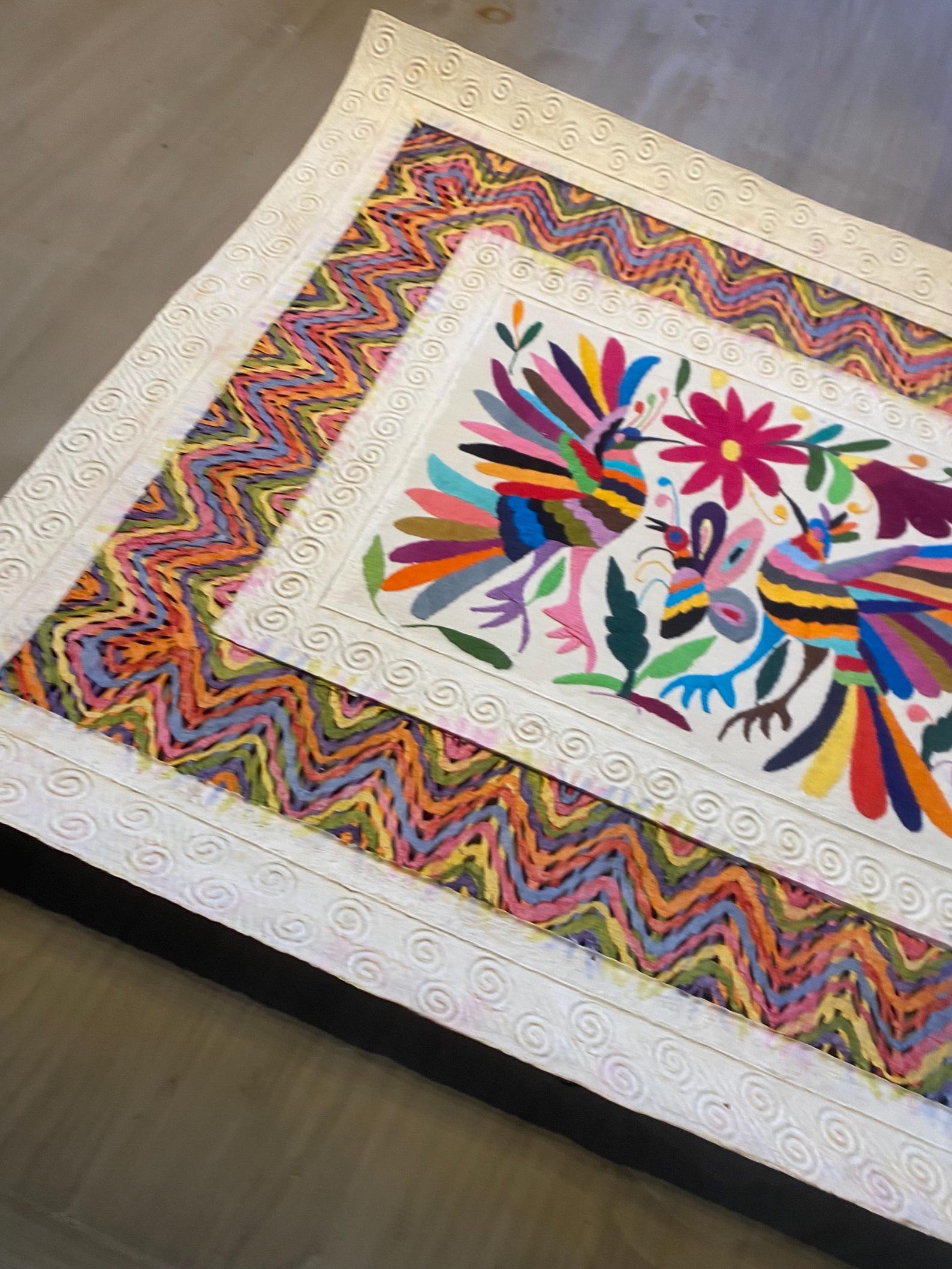 Mexican Amate or Handcrafted Bark Paper With Otomi Culture Embroidery ...