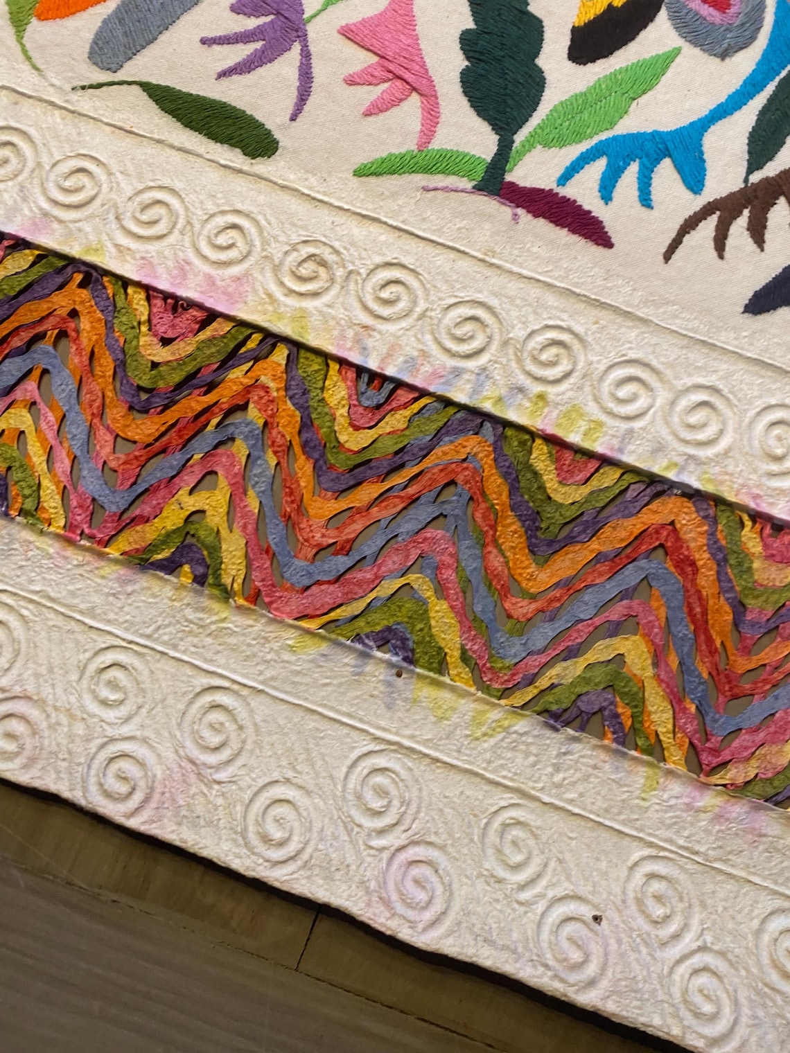 Mexican Amate or Handcrafted Bark Paper With Otomi Culture Embroidery ...