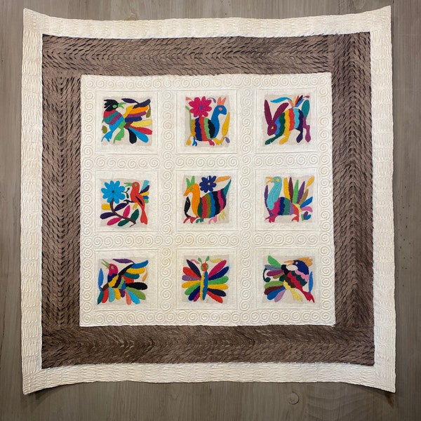 Mexican Amate or HandCrafted Bark Paper, embroidered by the Otomi Indians.(Frame not Included)