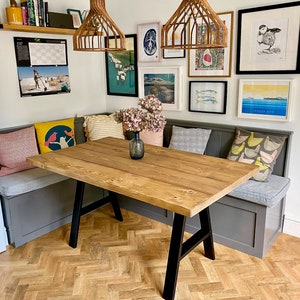 A Frame Dining Table & Bench, Rustic Scaffold Board, Reclaimed, Industrial Style