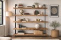 Industrial Style Bookcase/Shelf Unit - Solid Wood & Steel Tube