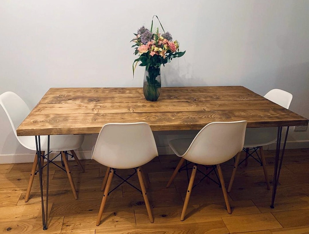 Rustic Hairpin Leg Dining Table Scaffold Board Reclaimed Industrial Style Etsy