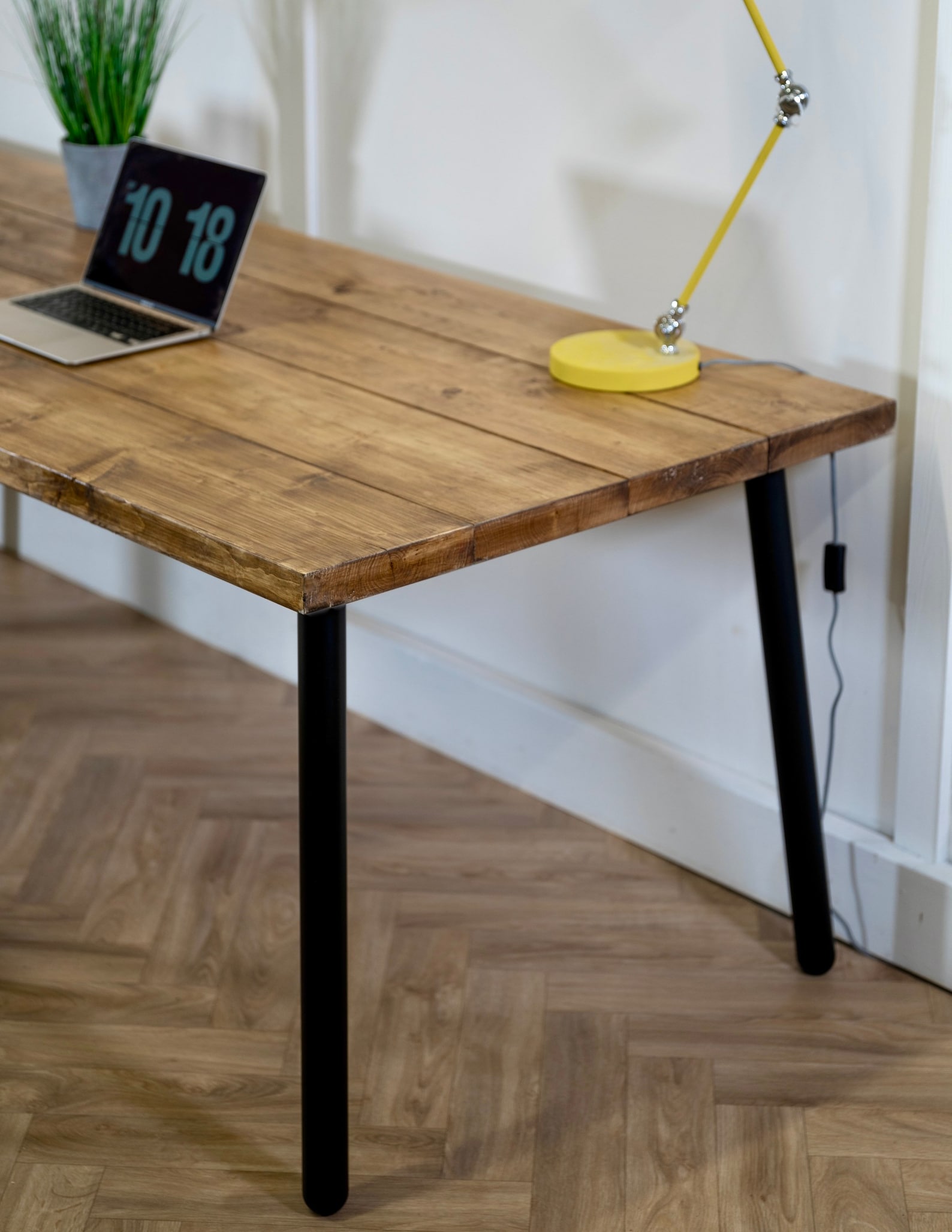Scaffold Board Desk on Black Round Pin Steel Legs Rustic Etsy
