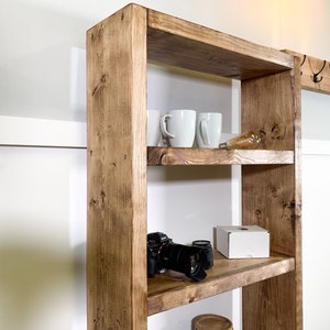 Rustic Bookcase with Steel Tube Legs, Solid Wooden Bookshelves, Reclaimed Scaffold Board Style Shelving Unit image 4