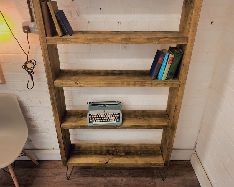 Industrial Scaffold Board Bookcase Bookshelves on Hairpin Legs Etsy UK