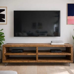 Solid Wood TV Unit: Industrial Cabinet on Hairpin Legs image 1
