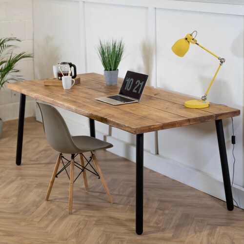 RUSTIC COMPUTER DESK Recycled Scaffold Boards Black Steel Etsy UK