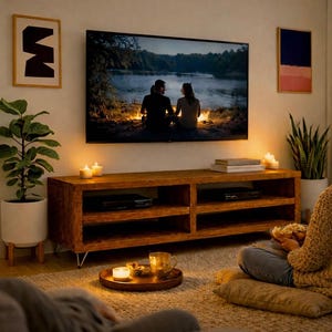 Solid Wood TV Unit: Industrial Cabinet on Hairpin Legs image 8