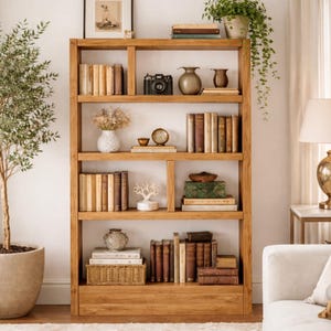 Rustic Bookcase | Industrial Reclaimed Shelf Unit | Scaffold Board Style Shelving | Solid Wood Bookshelves image 3
