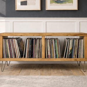 Industrial Scaffold Board Record Cabinet: Vinyl Storage TV Stand