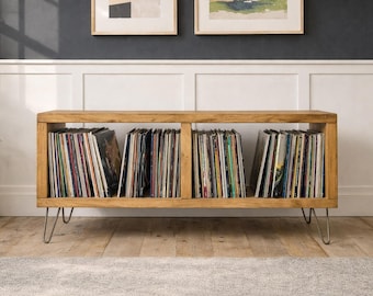 Industrial Scaffold Board Record Cabinet: Vinyl Storage TV Stand
