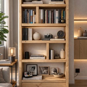 Rustic Bookcase | Industrial Reclaimed Shelf Unit | Scaffold Board Style Shelving | Solid Wood Bookshelves image 10