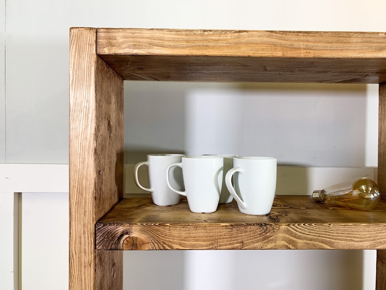 Librería rústica con patas de tubo de acero, estanterías de madera maciza, estantería estilo tablero de andamio recuperado imagen 7