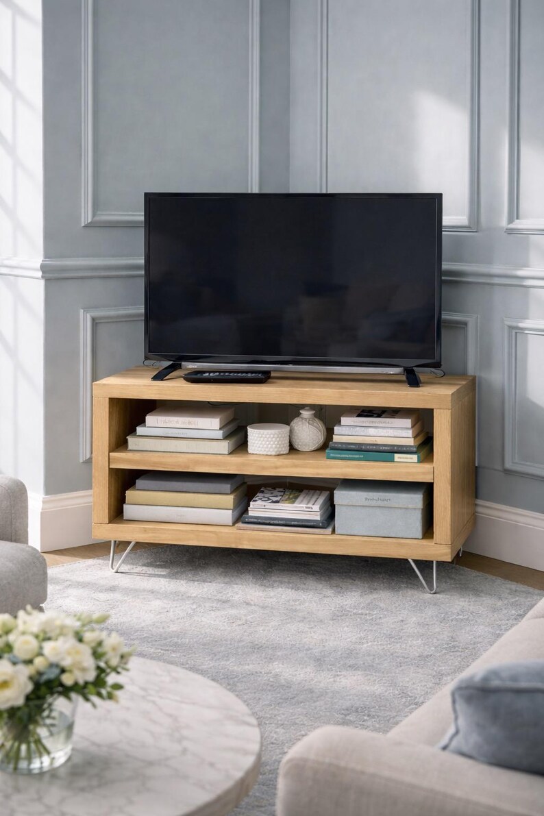 Solid Wood TV Unit: Industrial Cabinet on Hairpin Legs image 9