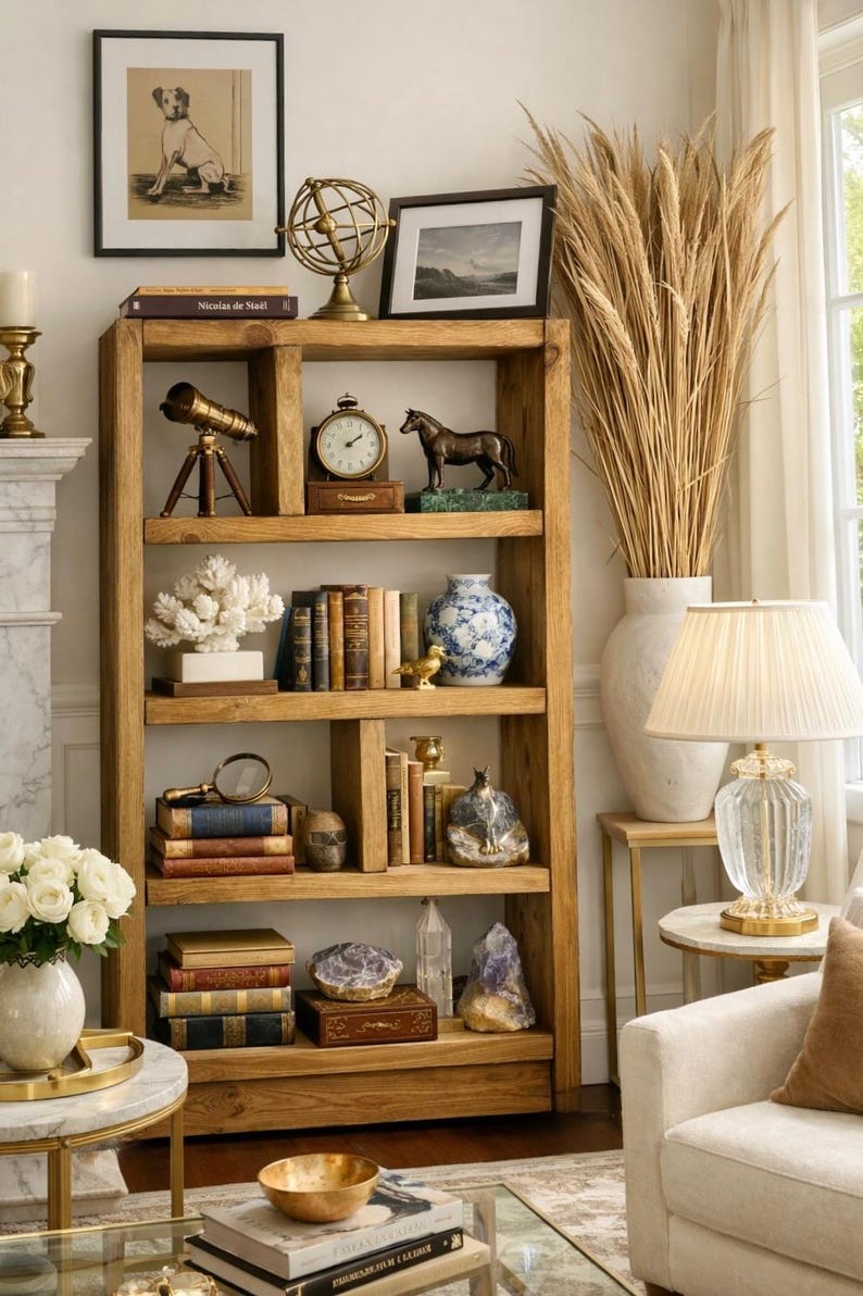Rustic Bookcase | Industrial Reclaimed Shelf Unit | Scaffold Board Style Shelving | Solid Wood Bookshelves image 5