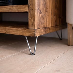 Solid Wood TV Unit: Industrial Cabinet on Hairpin Legs image 7
