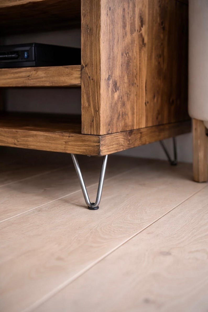 Solid Wood TV Unit: Industrial Cabinet on Hairpin Legs image 7