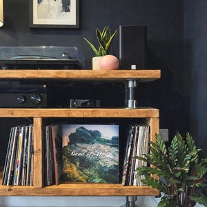 Industrial Record Player Stand: Rustic Reclaimed Wood Vinyl Storage afbeelding 7