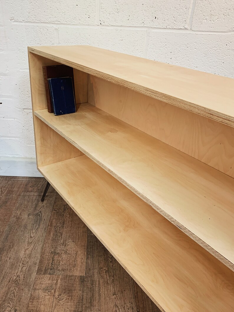 Birch Plywood Bookcase Sideboard on Hairpin Legs Etsy