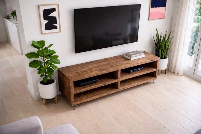 Solid Wood TV Unit: Industrial Cabinet on Hairpin Legs image 5