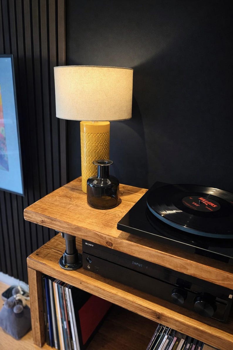 Industrial Record Player Stand: Rustic Reclaimed Wood Vinyl Storage afbeelding 6