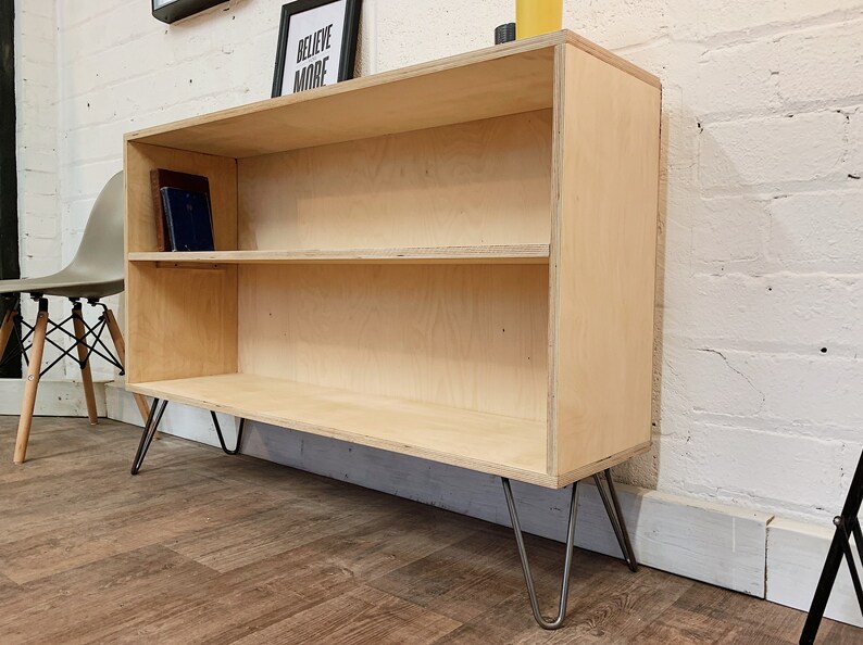 Birch Plywood Bookcase Sideboard on Hairpin Legs Etsy