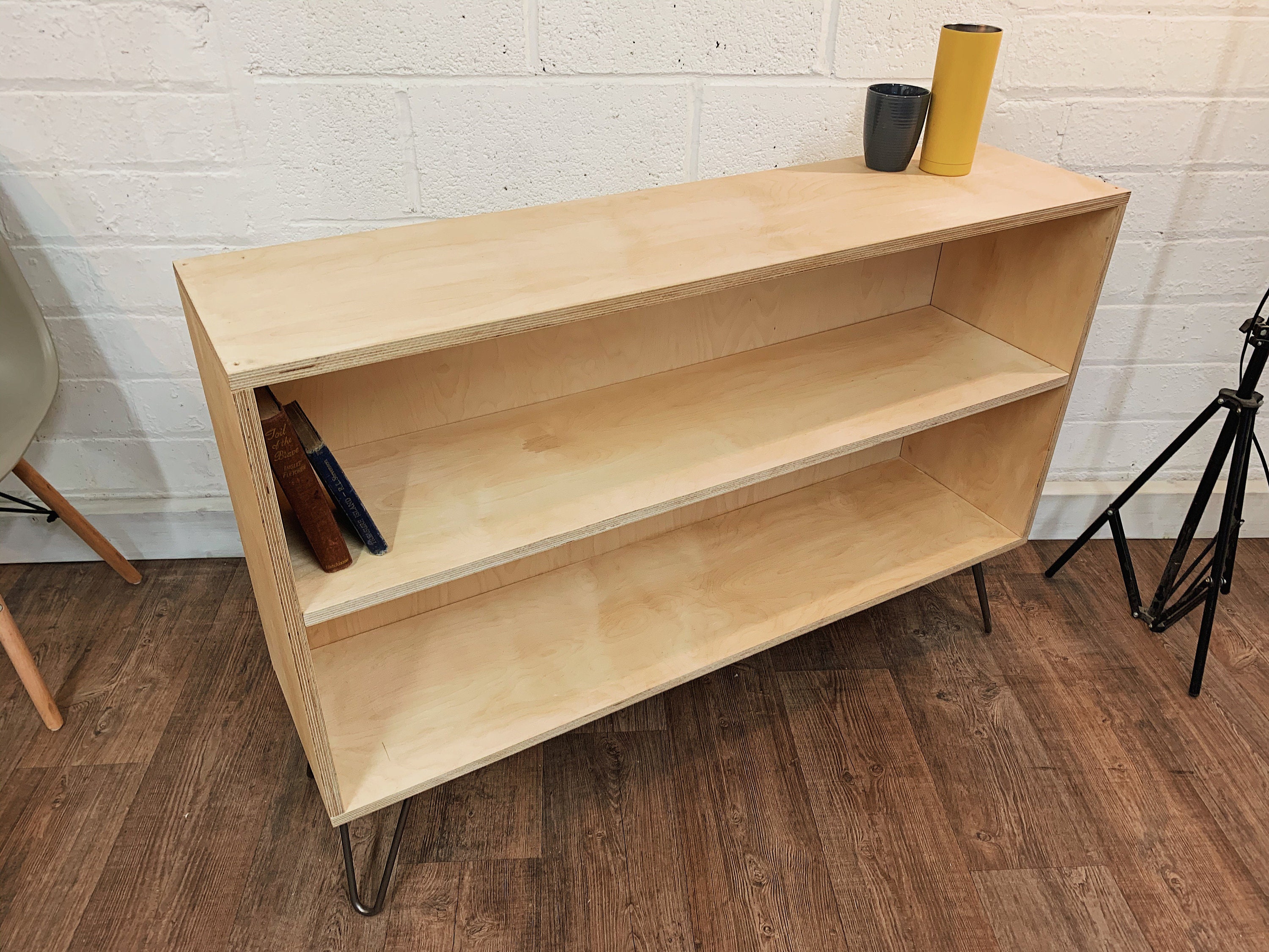 Birch Plywood Bookcase Sideboard on Hairpin Legs Etsy